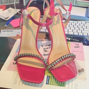 Pink Rhinestone Embellished Sandals